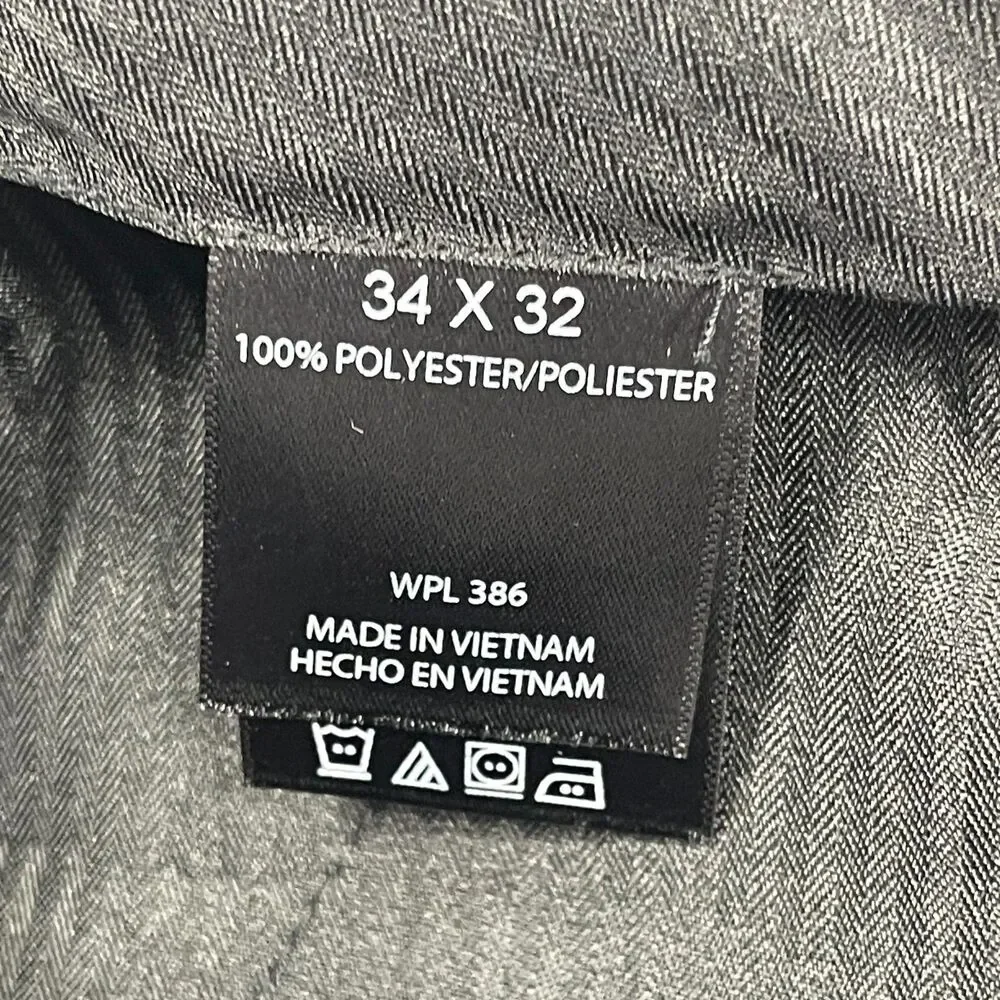 Kenneth Cole Reaction Dress Pants Mens 34x32 Charcoal Gray Textured Sitra Formal